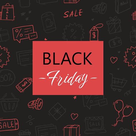 Premium Vector Black Friday Banner Template With Lettering And Doodle