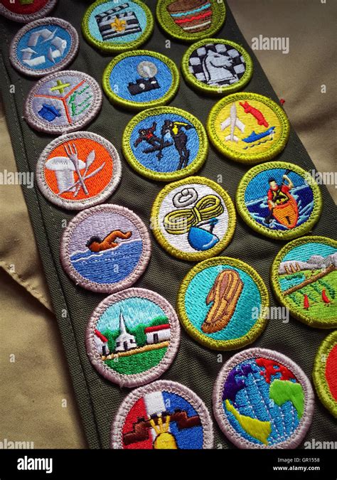 Merit Badge Sash Boy Scouts Of America Usa Stock Photo Alamy