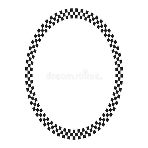 Oval Frame With Black And White Squares Checkered Print Elliptic