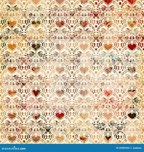 Seamless Vintage Heart Pattern Background Design Stock Illustration