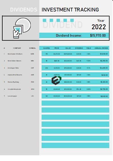 Download Free Dividend Investment Tracker Format In Excel