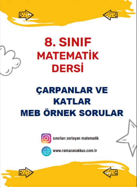 8 Sinif Çarpanlar Ve Katlar Meb Örnek Sorular Ramazan AkkuŞ