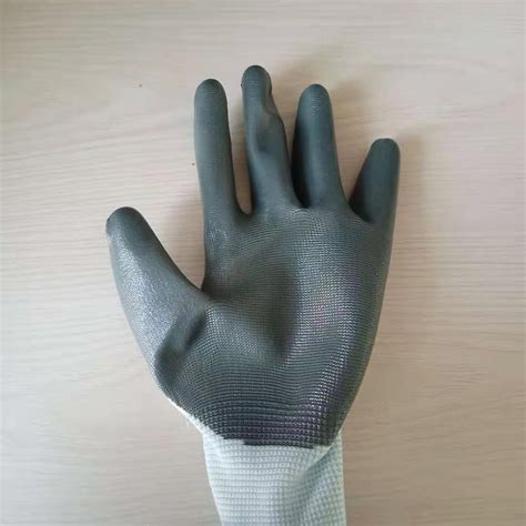 White Electrical Insulation Grey Nylon Nitrile Coated Working Gloves