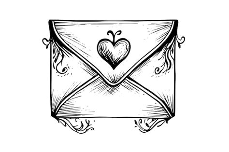 Enveloppe Avec Coeur Dessin La Main Esquisse L Encre Gravure