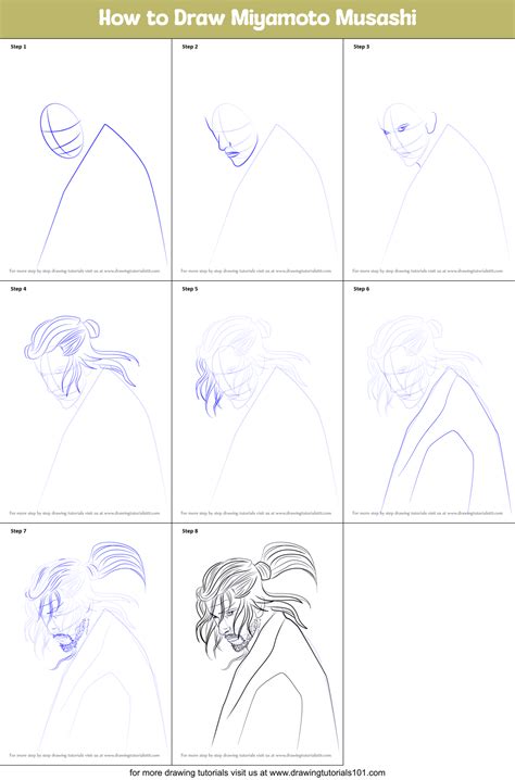 How To Draw Miyamoto Musashi Printable Step By Step Drawing Sheet