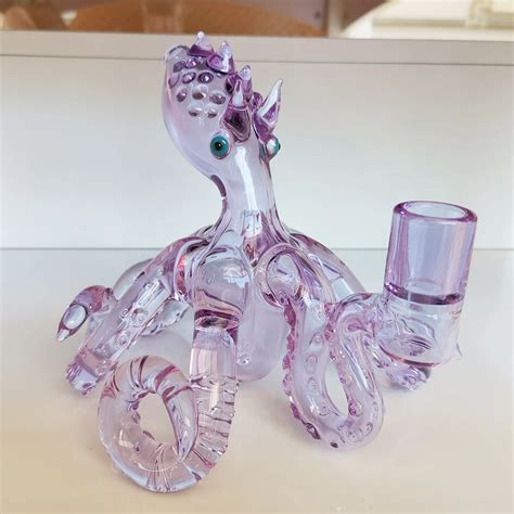 Octopus Handmade Bong Glass Bongs Dib Beaker Bubbler Wiht 14 4mm Male Jiont Purple Pipes In