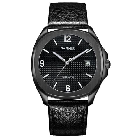 PARNIS Reloj de pulsera automático para hombre cronógrafo mecánico de