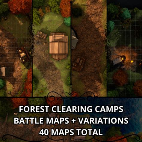 Basic Forest Clearing Camps Battle Maps 5 Pack Variations 40 Maps