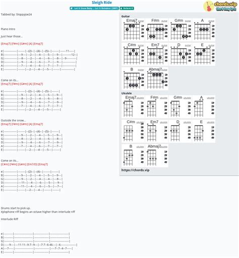 Chord: Sleigh Ride - tab, song lyric, sheet, guitar, ukulele | chords.vip