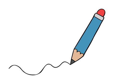 Cartoon Vector Illustration of Pencil Draws a Wavy Line 2383141 Vector ...