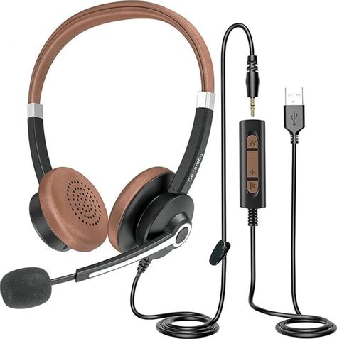 USB Headset with Microphone for PC Laptop, On-Ear Computer Wired ...