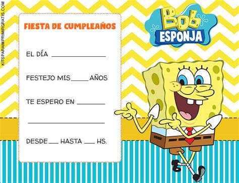 Invitaciones Bob Esponja Kits Para Imprimir Gratis