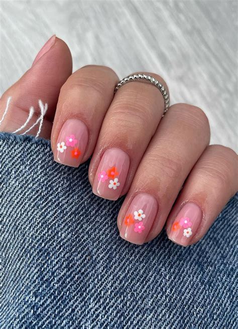 40 Spring Inspired Nail Designs Vibrant Floral Nude Nails