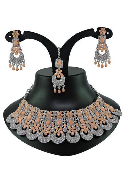 Buy Stone Studded Choker Necklace Set Online Jnv Utsav Fashion