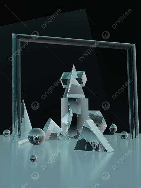 Light Blue Space Glass Geometry, Light Blue Glass Scene, Glass Plane