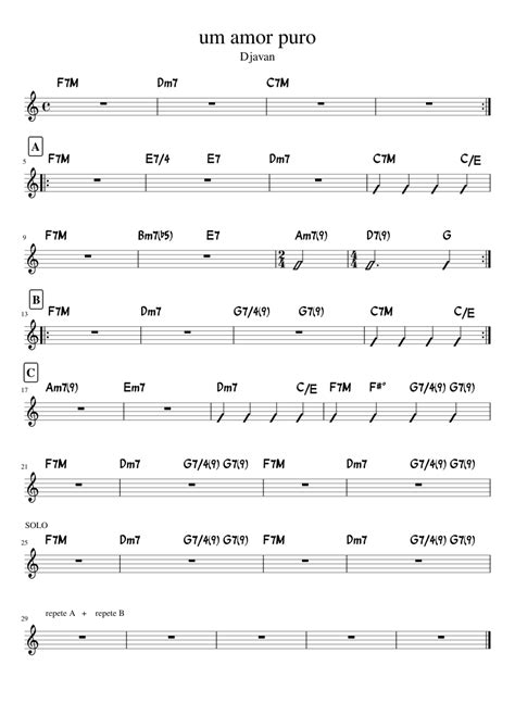 Um Amor Puro Sheet Music For Piano Solo Easy