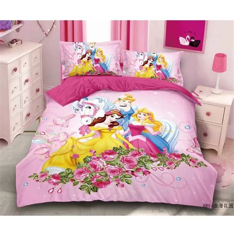 Disney Cinderella Bella Princess Rapunzel Girls Bedding Set Duvet Cover Bed Sheet Pillow Cases