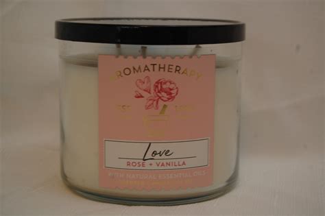 Bath And Body Works Three Wick Aromatherapy Love Rose And Vanilla Candle