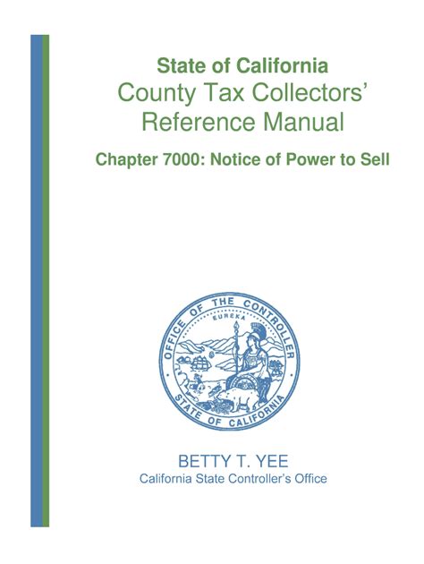 Fillable Online Sco Ca County Tax Collectors Reference Manual State