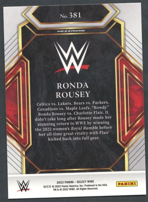 2022 Panini Select WWE Ronda Rousey 381 Mezzanine Wrestling Card MINT