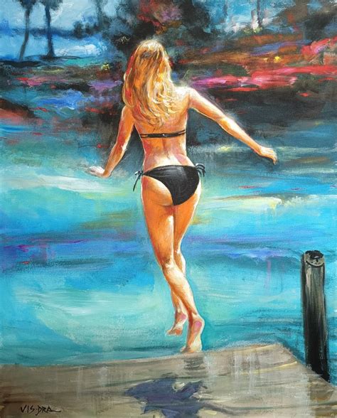 Swimming Girl Oil Painting By Vishalandra Dakur Artfinder