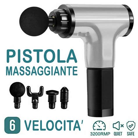 Mini Pistola Massaggio Muscolare Massage Gun 4 Testine 6 Modalità Di V Inmille