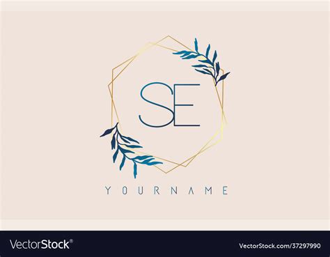 Letters se s e logo with golden polygon frames Vector Image