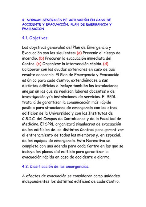 Objetivos Los Objetivos Generales Del Plan De Emergencia Y