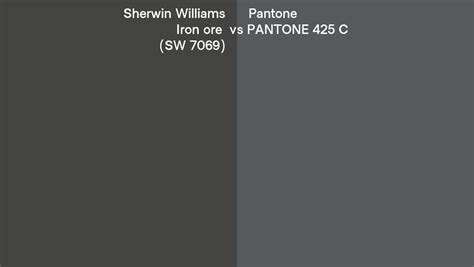 Sherwin Williams Iron Ore Sw 7069 Vs Pantone 425 C Side By Side