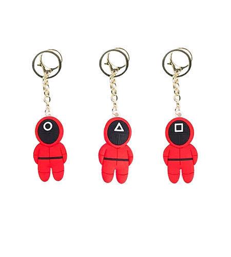 China Custom Squid Game Figures Keychain Pendant Cosplay Staff Charms