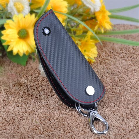 Citall D Leather Carbon Fiber Remote Key Case Chain Keyless Fob Cover