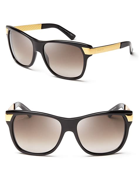 Gucci Oversized Gold Temple Wayfarer Sunglasses Bloomingdales