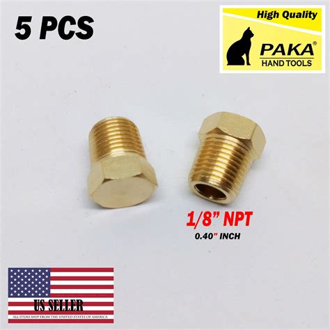 5 Pcs 18 Inch Male Npt Cored Hex Head Plug Brass Pipe Fitting Npt Fuel