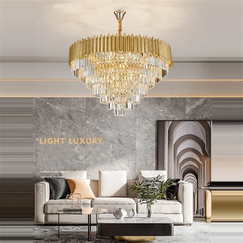 Led lustres de teto iluminação moderna luxo ouro cristal 2023 decoração