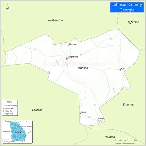 Map Of Johnson County Georgia Where Is Located Cities Population