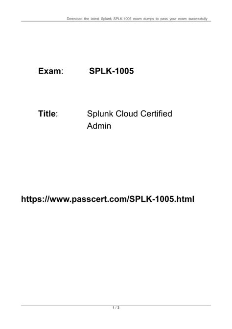 Ppt Splunk Cloud Certified Admin Splk 1005 Dumps Pdf Powerpoint Presentation Id12244576