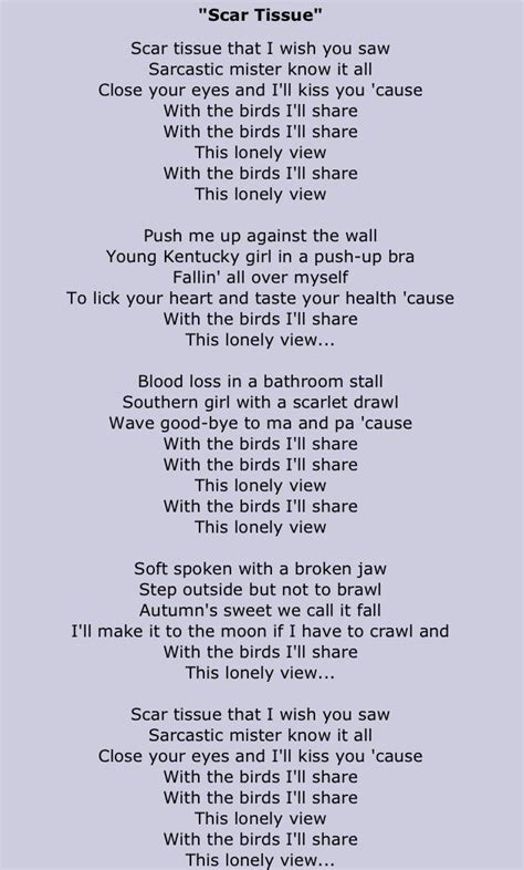 scar tissue // red hot chili peppers • lyrics | Red hot chili peppers lyrics, Great song lyrics ...