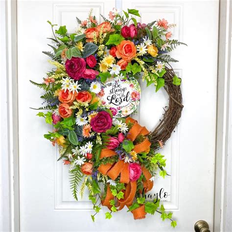 Floral Bible Scripture Wreath For The Door Spring Wreath Etsy