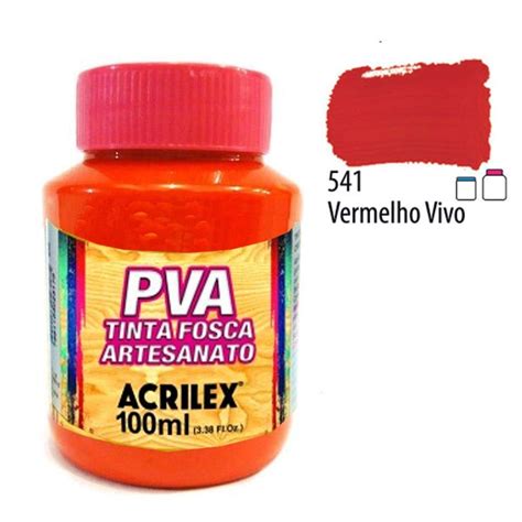 Tinta Acrilex Pva Fosca P Artesanato 100ml 541 Vermelho Vivo No Shoptime