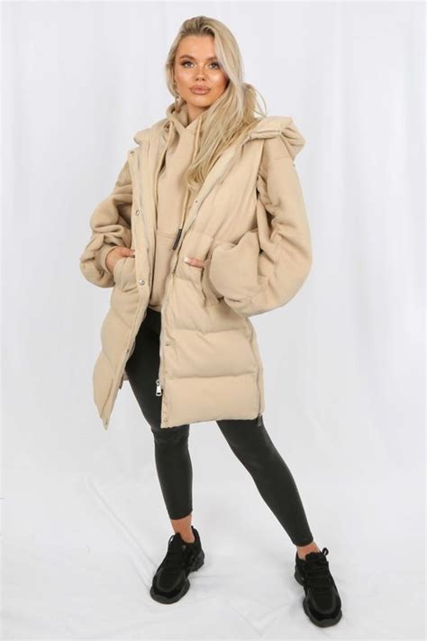 Nude Longline Puffer Gilet With Hood