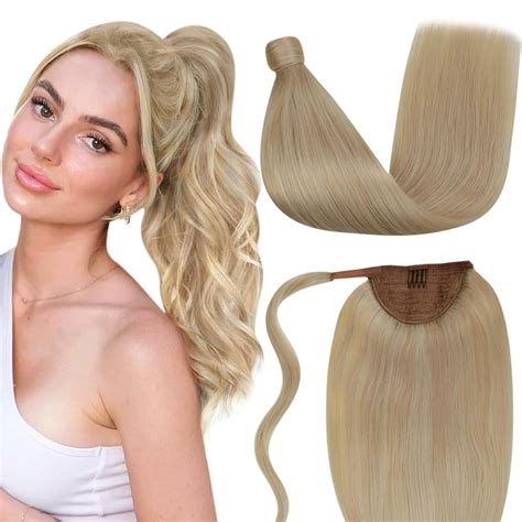 Laavoo Human Hair Ponytail Extensions Gloden Brown