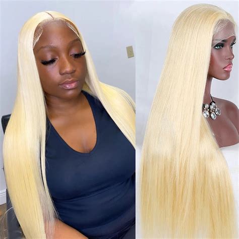 613 Human Hair Lace Frontal Wigs Straight Wig Honey Blonde Human Hair