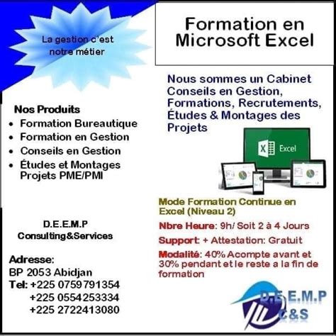 Formation Excel Annonces Educarriereci