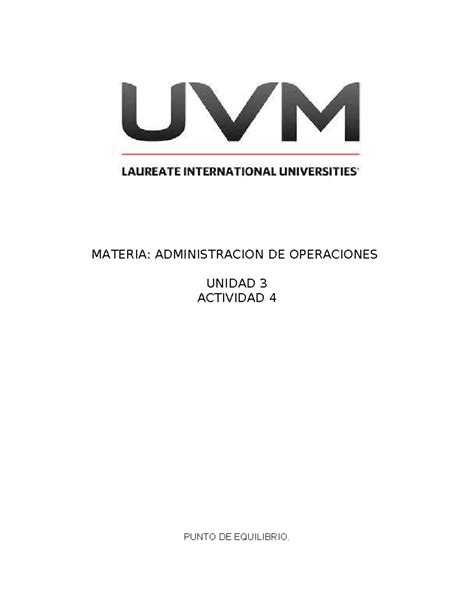 A Actividad Administraci N De Operaciones Materia