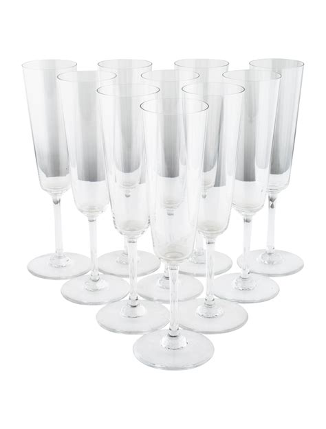 Baccarat Set Of 10 Crystal Champagne Flutes Tabletop And Kitchen