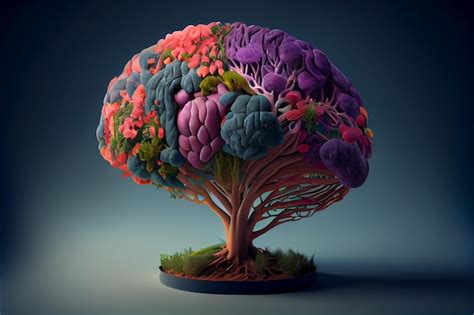 Premium Photo Human Brain Tree With Flowers Self Care And Mental