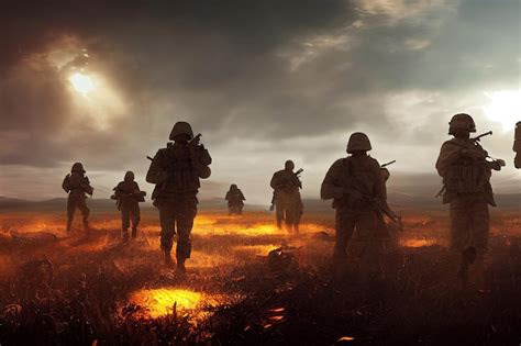 Premium Photo | Soldiers on battlefield