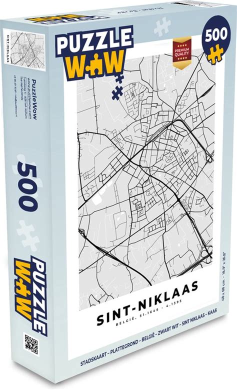 Puzzel Stadskaart Plattegrond België Zwart Wit Sint Niklaas