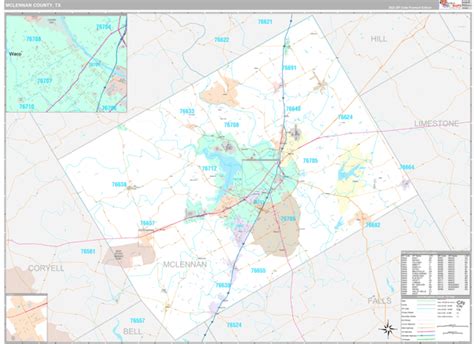 Mclennan County Tx Wall Map Premium Style By Marketmaps Mapsales