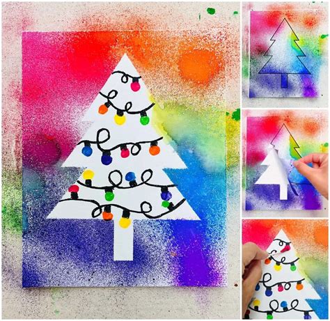 Watercolor Spray Paint Christmas Tree Art - Fun DIY Holiday Craft!